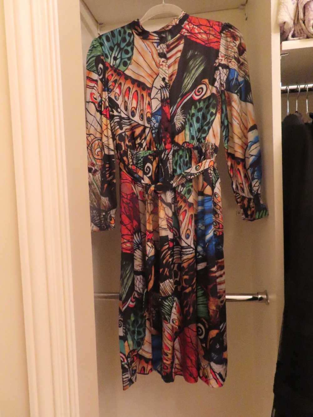 Paisley Teen Size 18 Butterfly Print Knee-Length Dress with Tie Belt